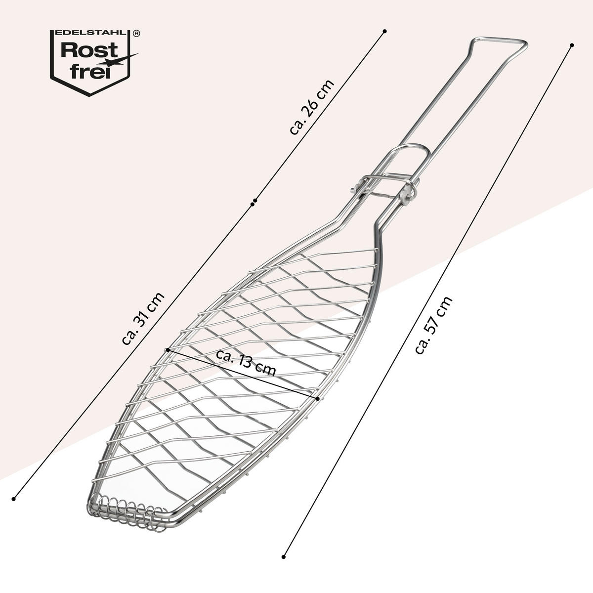FISCHGRILLER, silber, Edelstahl - Edelstahlfarben, Metall (12.8/30.7/56.7cm) - bremermann