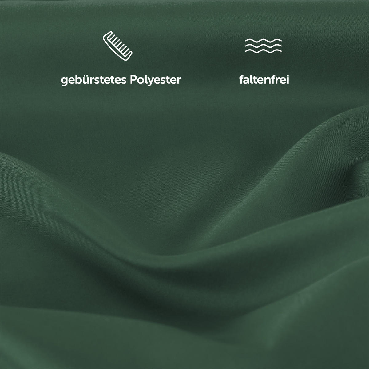 BETTLAKEN 3er Set - Spannbettlaken 180x200x30cm 2X Kissenbezug 50x80cm - Dunkelgrün - Dunkelgrün, Textil (180/200cm)