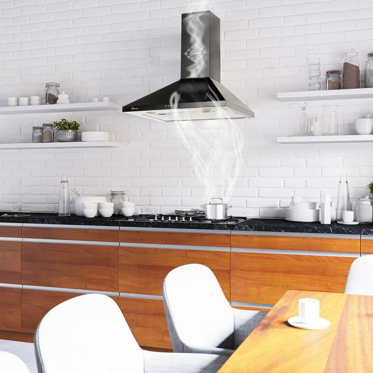 DUNSTABZUGSHAUBE GCH C 147 BL 6 N 60 cm Schwarz - Schwarz, Metall (60/87/47cm) - Gurari