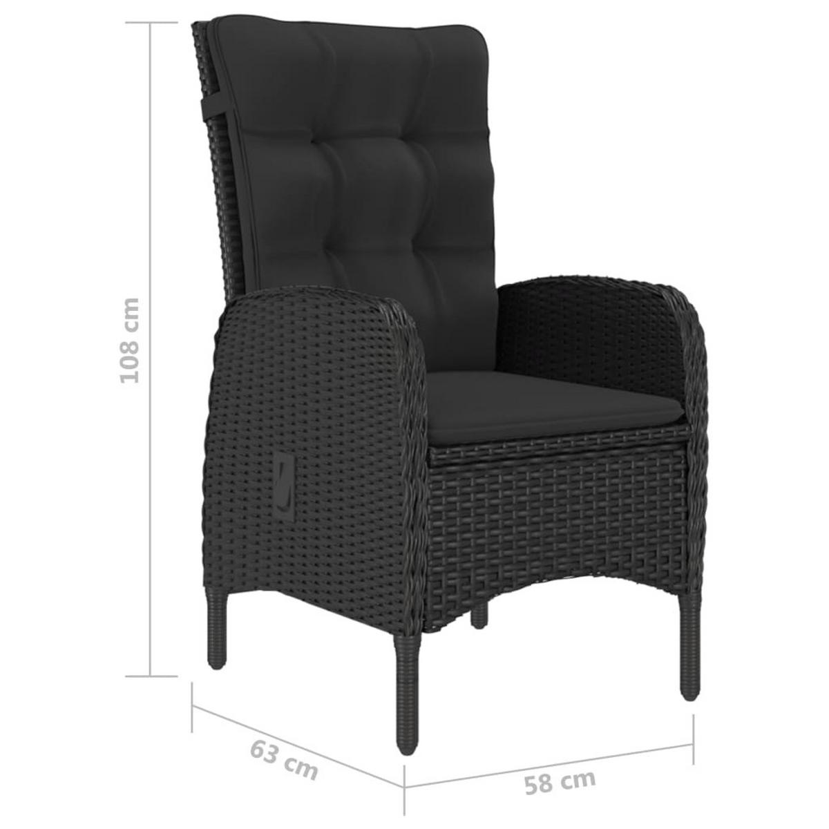 GARTEN-ESSGRUPPE 3-teilig Schwarz - Schwarz, Holz/Textil - vidaXL