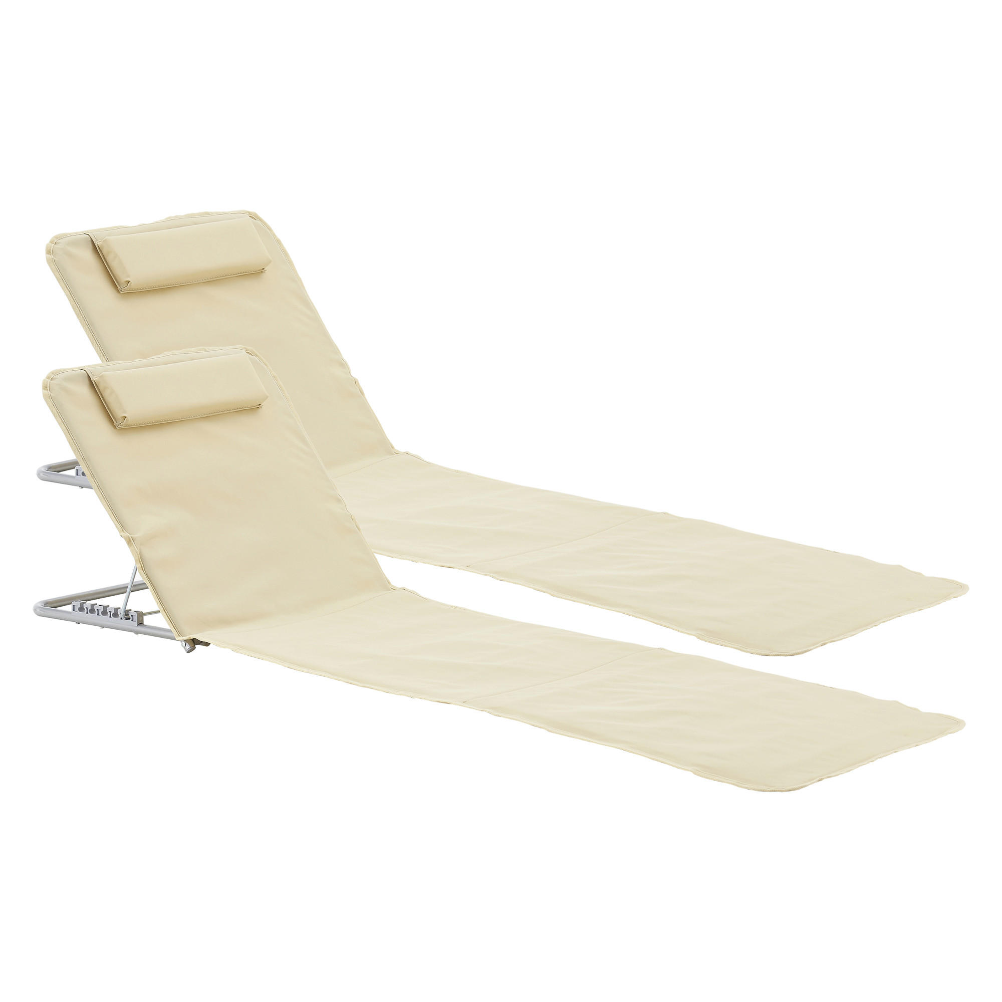 STRANDMATTEN-SET 2 TLG. Cellorigo - Beige, Textil/Metall (160/42/49cm) - [en.casa]