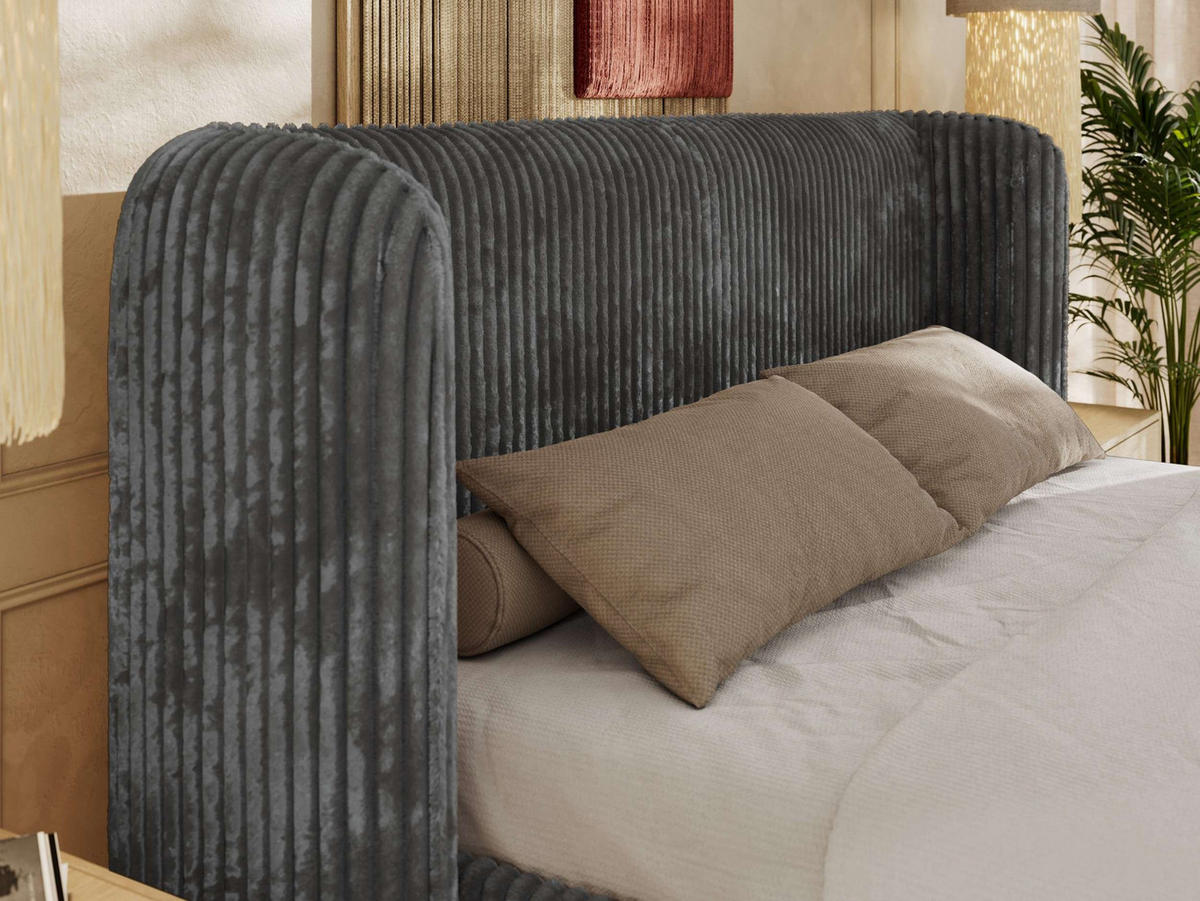 POLSTERBETT EMORA CLASSIC 180/200 - Grau Cord - Schaum-Matratze - Grau, Textil (180/200cm) - MKS