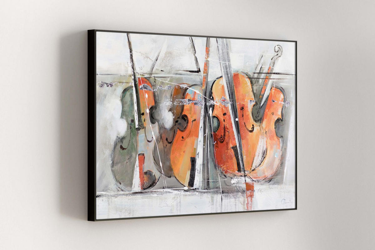 OLEJOMALBA 120/80 cm, Moře a pláž - šedá/pomerančová, dřevo/textil (120/80cm) - KUNSTLOFT