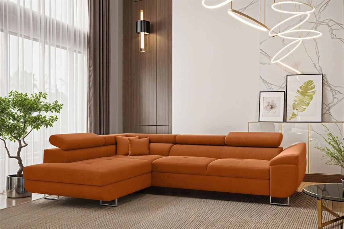 ECKSOFA Carmelo In Nova - Orange, Holzwerkstoff/Textil (275/202cm) - Fun Möbel