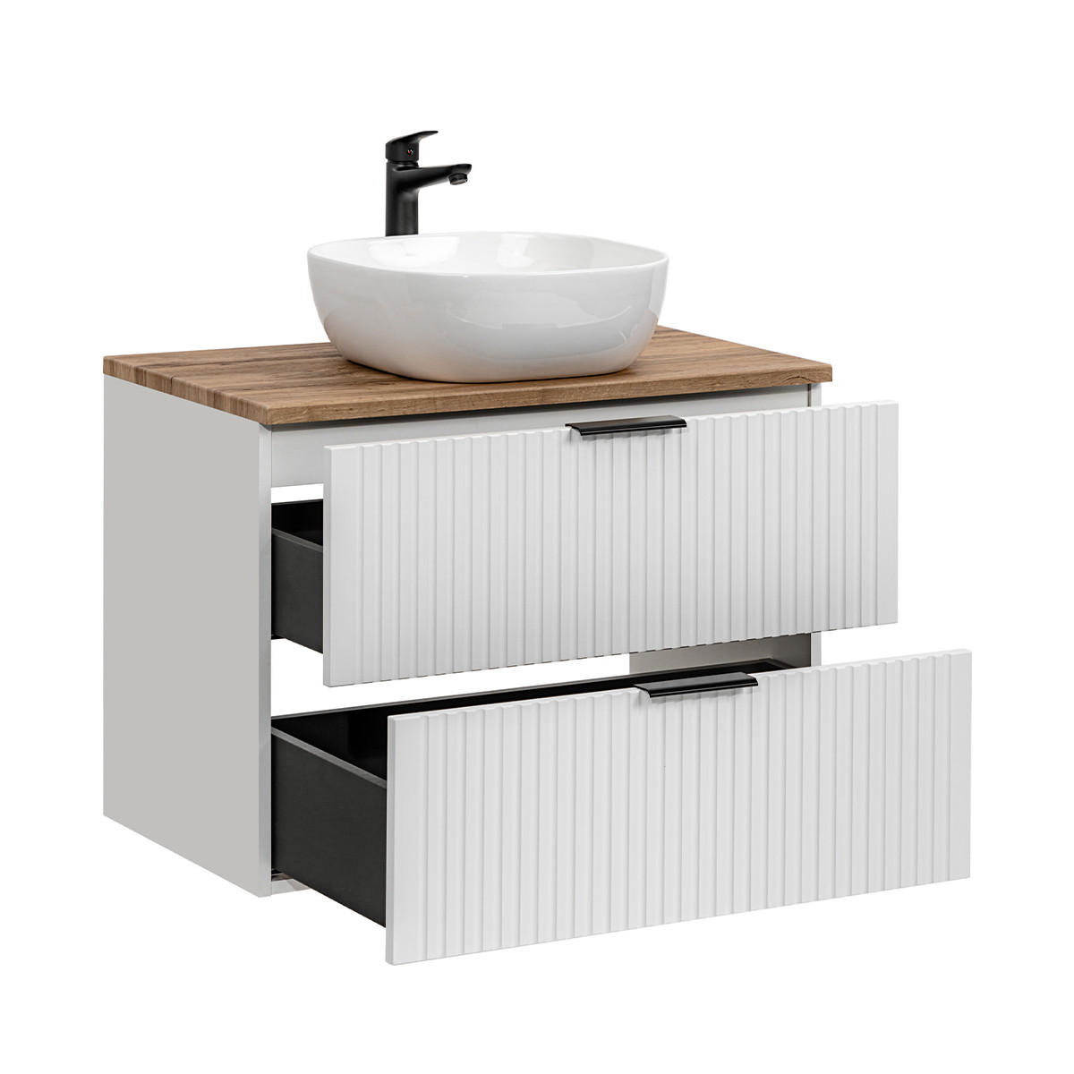 BADMÖBEL Adriel 2er-Set Weiß - Weiß, Holzwerkstoff (80.6/59/46cm) - Petits-meubles