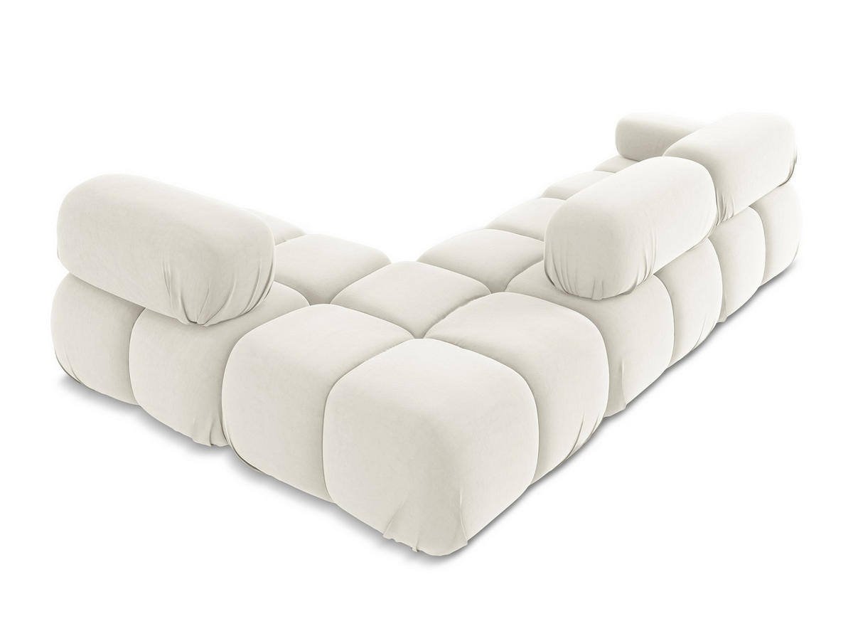 ECKSOFA Rechts Samt Stoff Beige - Beige/Creme, Kunststoff/Textil (285/190cm) - Makamii