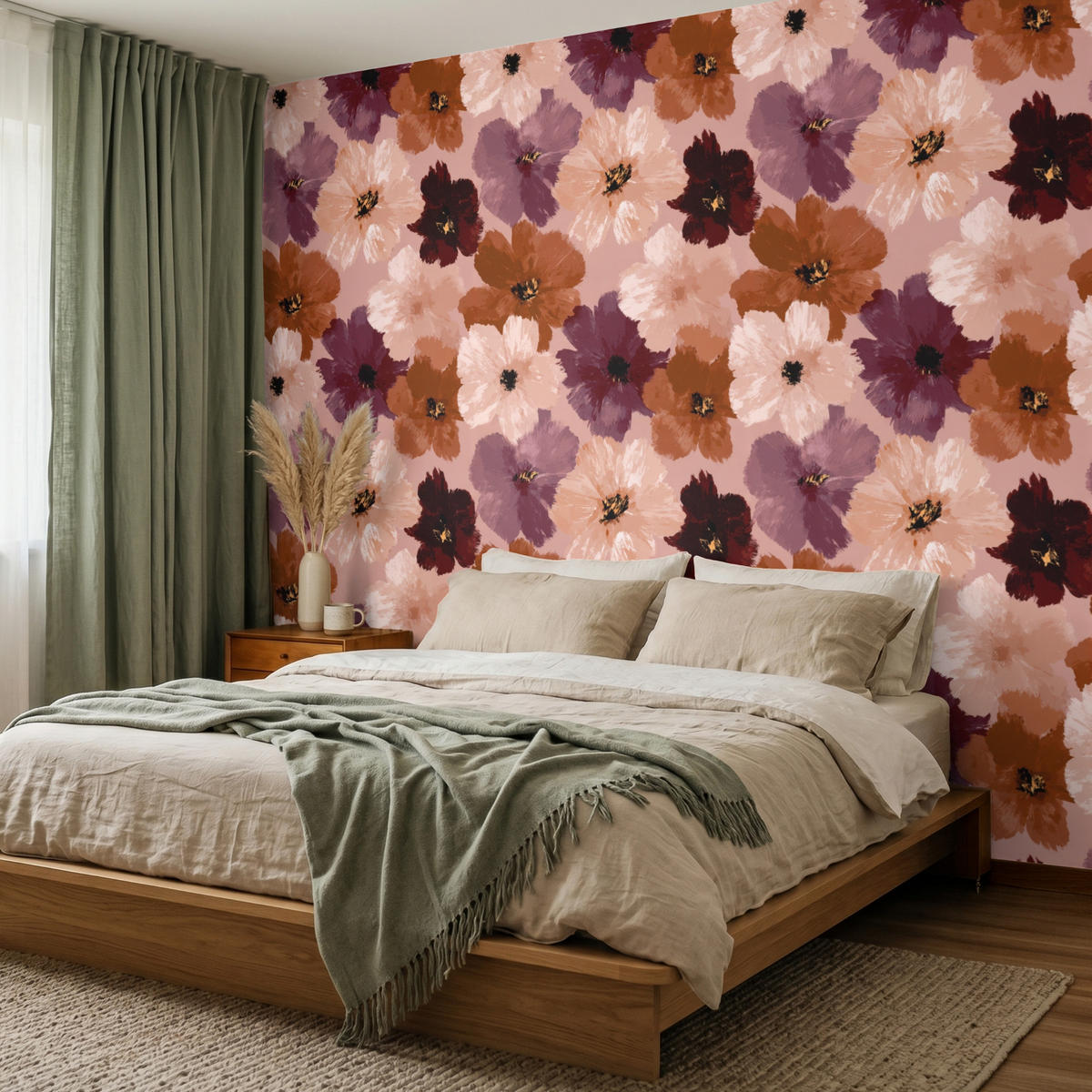 TAPETE - Blumen - Abstrakt - Erdtöne - 240x200 cm - Multicolor, Papier (240/200cm) - OnlyWow