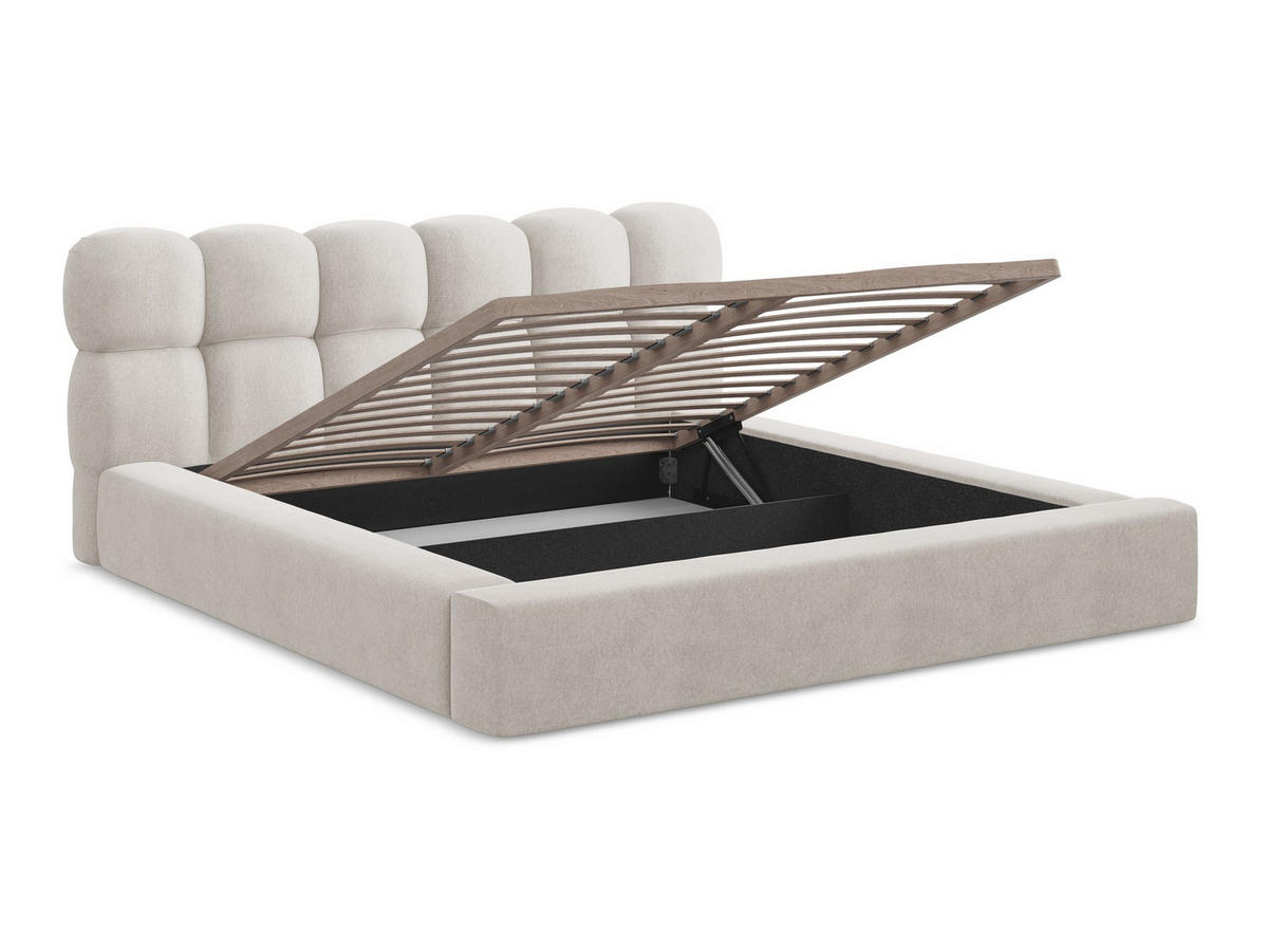POLSTERBETT mit Bettkasten und Lattenrost 220x240 Beige - Beige/Creme, Kunststoff/Textil (180/200cm) - Makamii