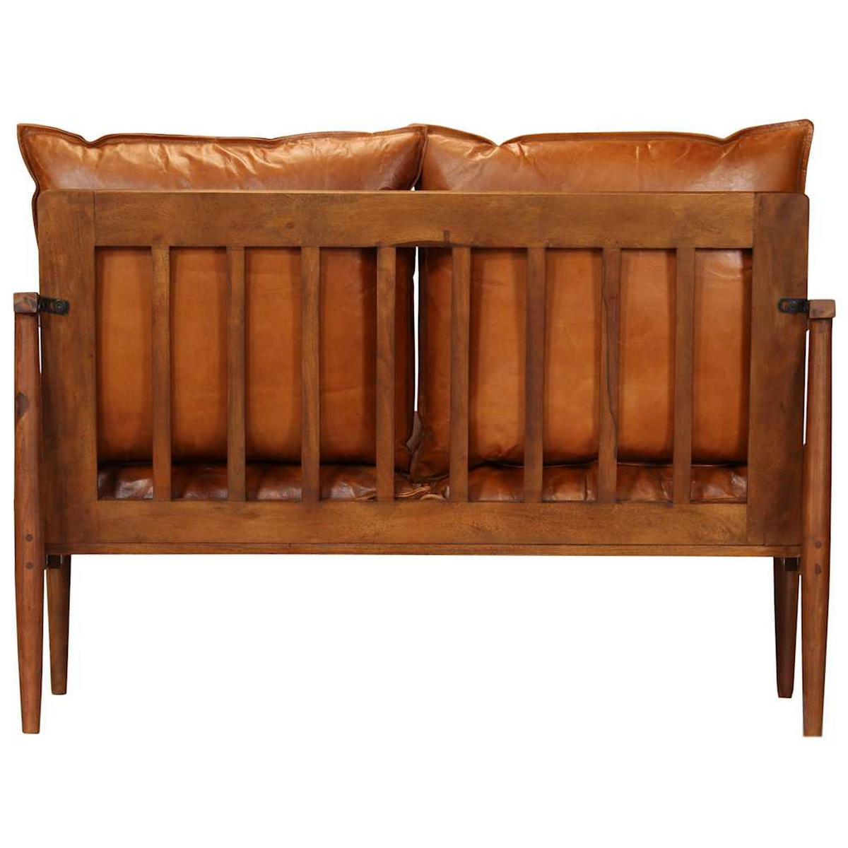 2-SITZER-SOFA Echtleder Akazienholz Braun - Braun, Leder (116/74/69cm) - vidaXL