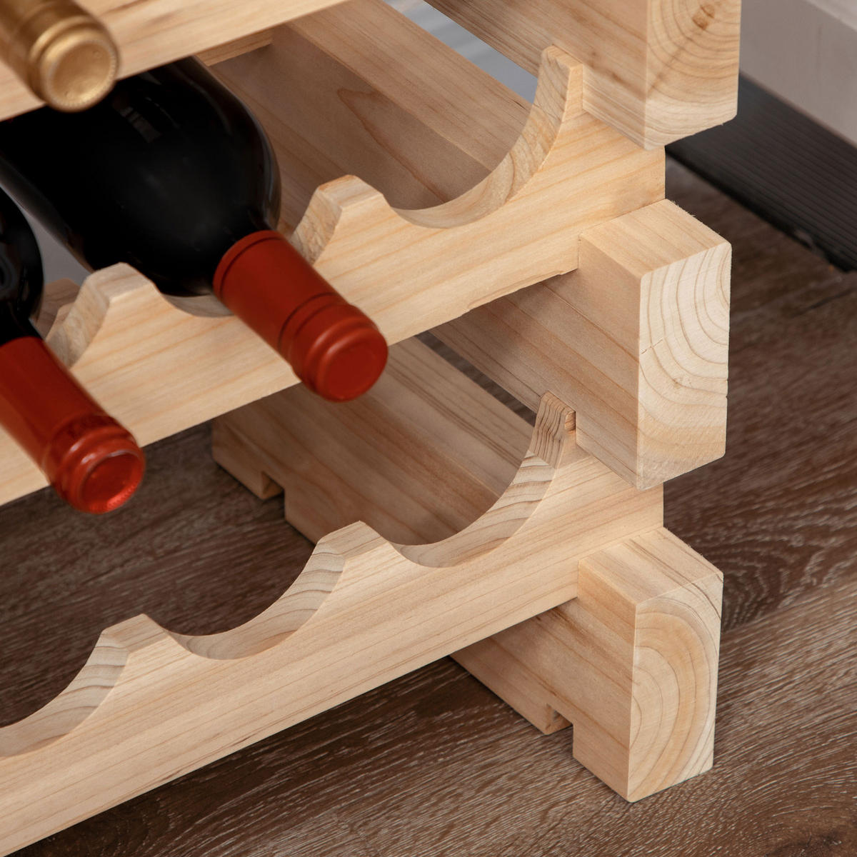WEINREGAL DE-11290 8 Ebenen, 96 Flaschen, modulbar Naturholz - Naturfarben, Holzwerkstoff (114/113.5/28cm) - ComfortXL