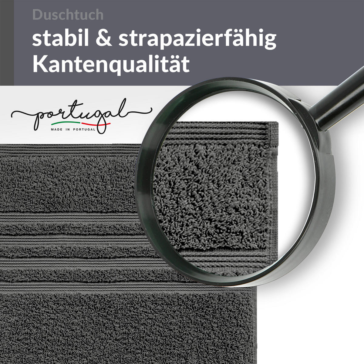 DUSCHTUCH London Anthrazit Grau 2er Set 70x140 - Anthrazit, Textil (70/140cm) - Lashuma