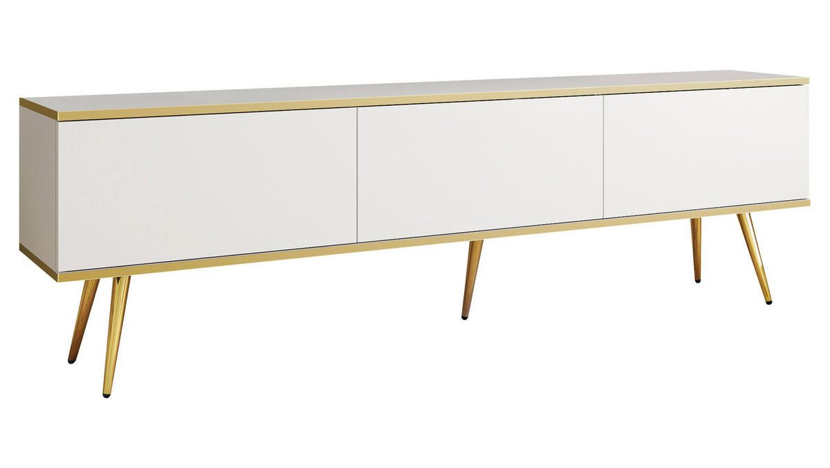 TV-LOWBOARD Oro I mit Füße - Goldfarben/Weiß, Holzwerkstoff/Metall (175/53/32cm) - MIRJAN24