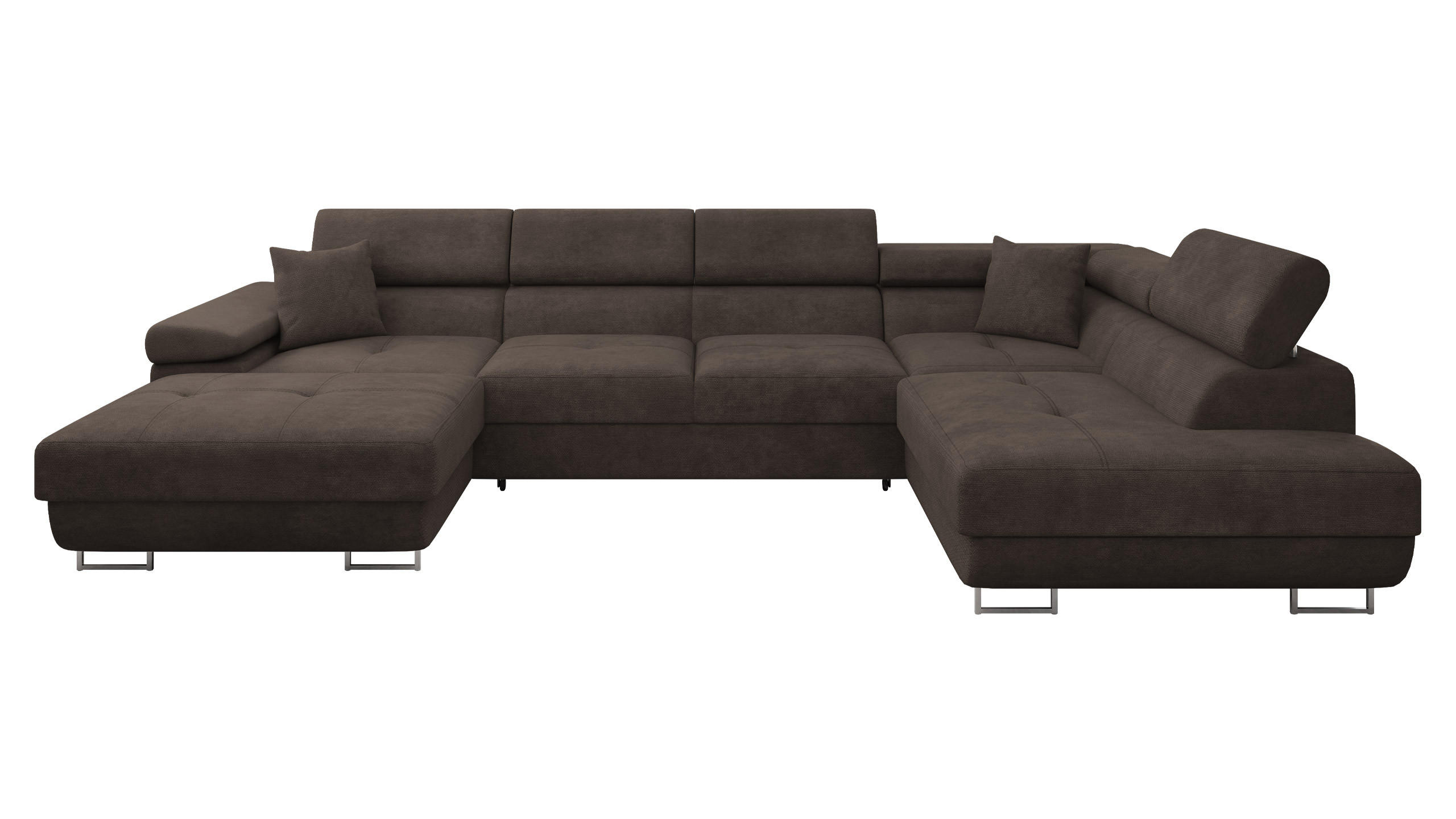 WOHNLANDSCHAFT Torezio Bis, Seite: Rechts - Dunkelbraun, Holz/Textil (346/90/203cm) - MIRJAN24