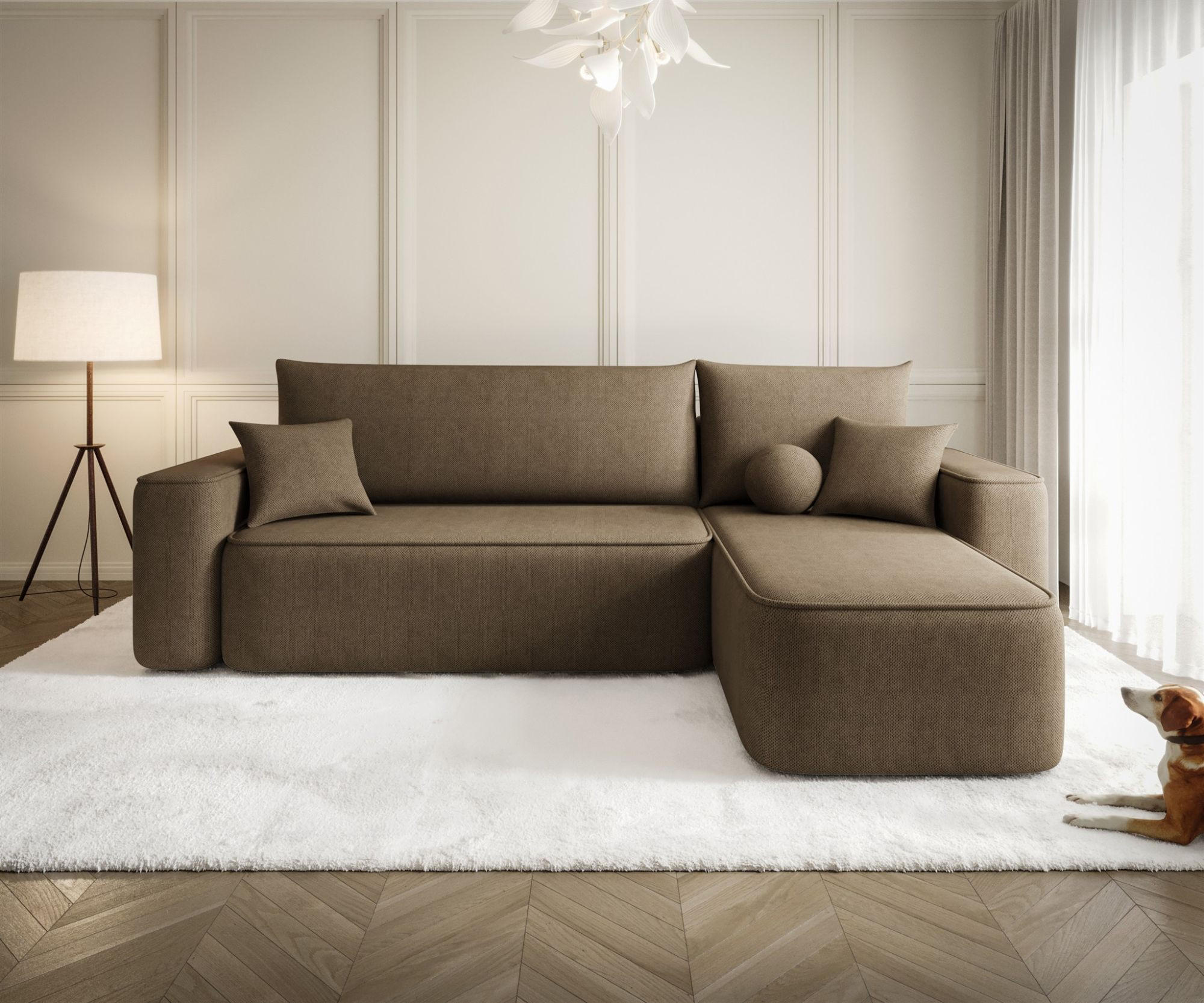 ECKSOFA Agepo In Curio - Braun, Holzwerkstoff/Textil (250/150cm) - Fun Möbel