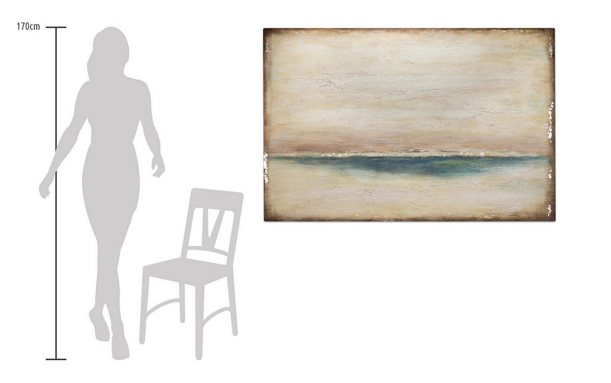 ÖLGEMÄLDE 120/80 cm - Blau/Beige, Holz/Textil (2.5/80cm) - KUNSTLOFT