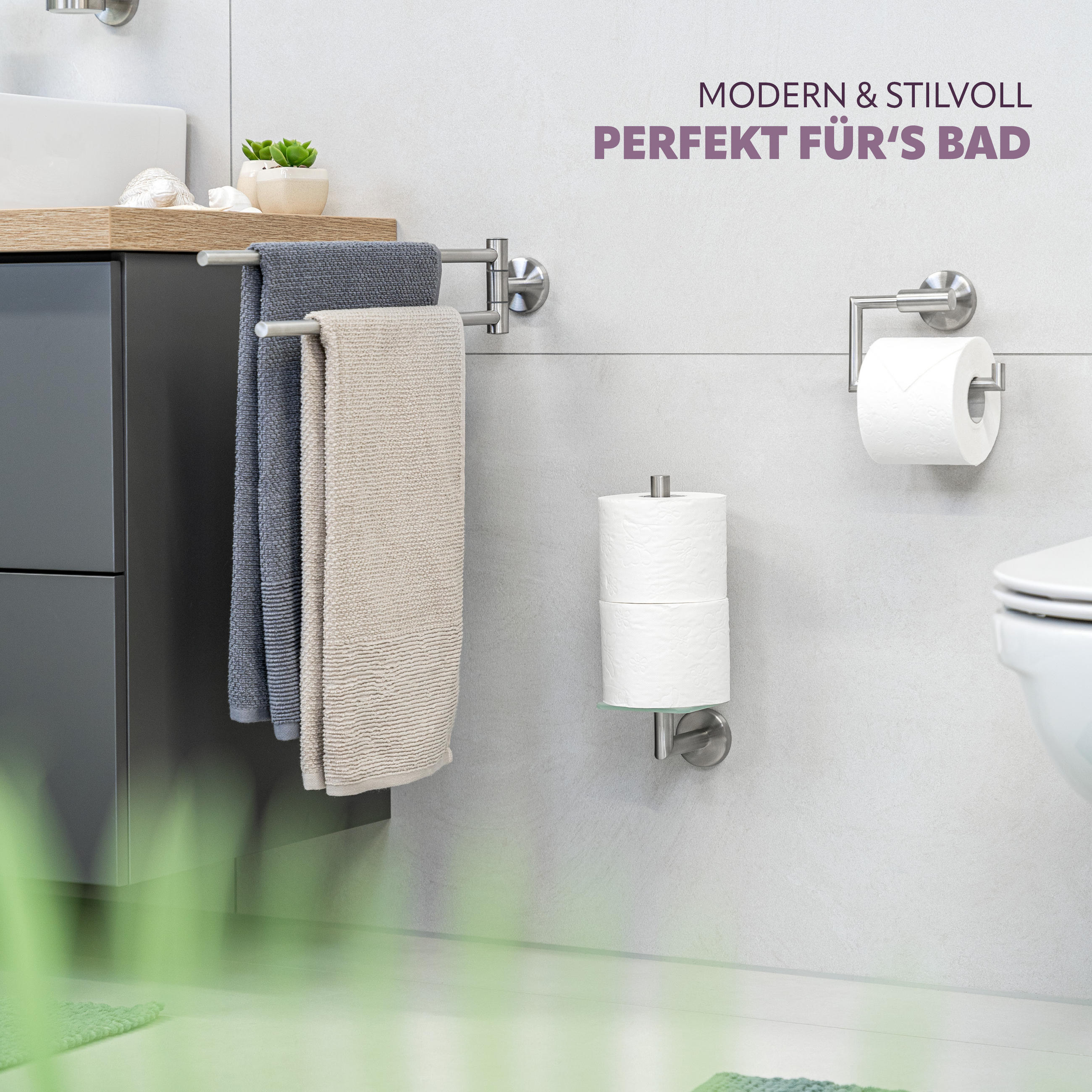 TOILETTENPAPIERHALTER PIAZZA, Edelstahl - Edelstahlfarben, Metall (10/29/14cm) - bremermann