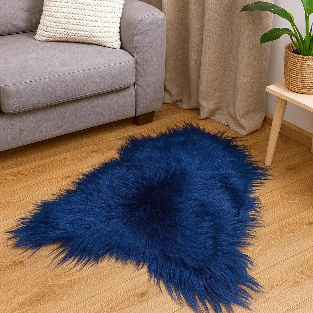 SCHAFFELL Island Dunkelblau, Lange Weiche Wolle, ca. 100 cm - Blau, Fell (60/100cm) - Provellus