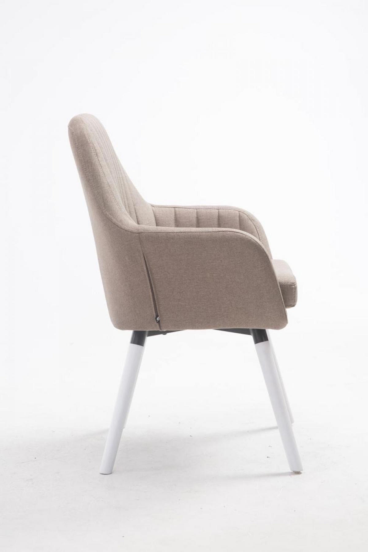 ARMLEHNENSTUHL Stoff taupe - Taupe/Weiß, Holz/Textil (67/93/58cm) - CLP