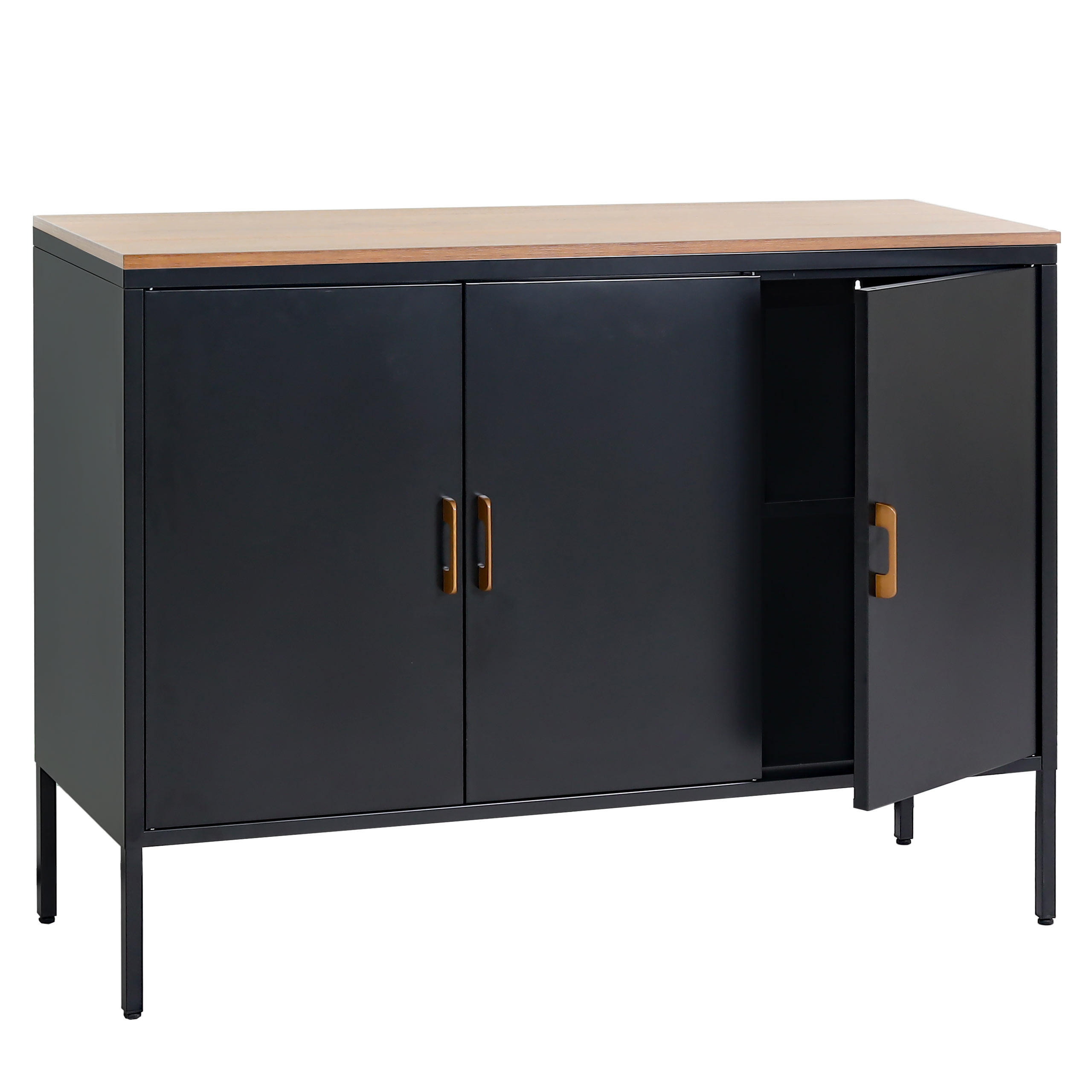 KOMMODE -3 Schwarz - Schwarz, Metall (120/90/40cm) - MCW