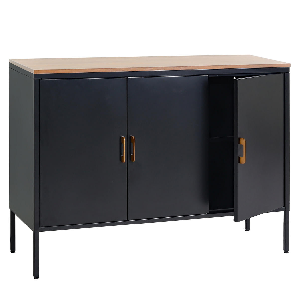 KOMMODE -3 Schwarz - Schwarz, Metall (120/90/40cm) - MCW