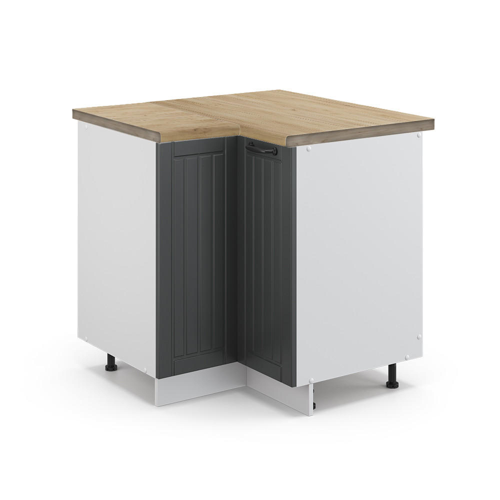 ECKUNTERSCHRANK Fame-Line Anthrazit Landhaus 80.5 cm , AP Eiche - Dunkelgrau/Weiß, Holzwerkstoff (80.5/82/60cm) - Vicco