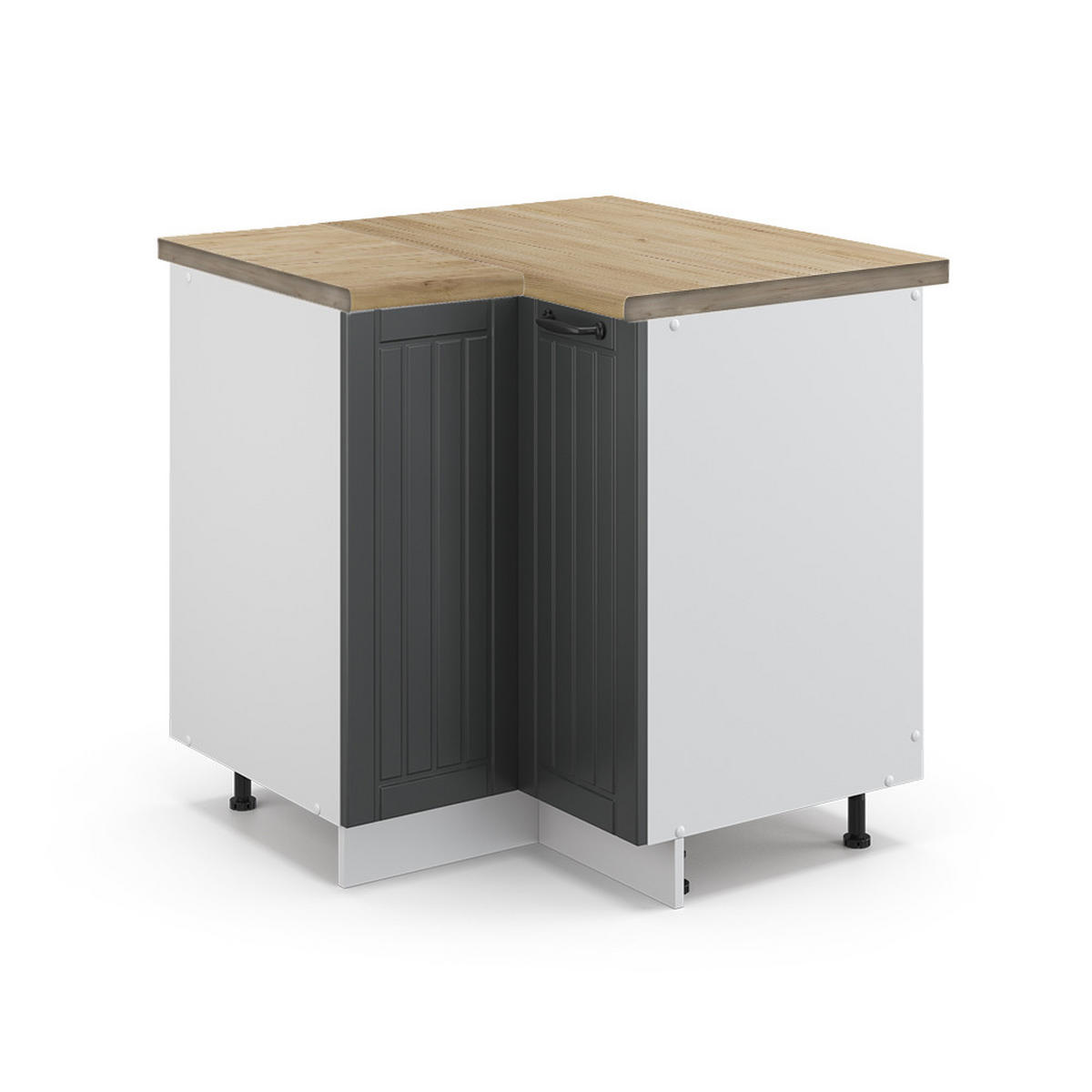 ECKUNTERSCHRANK Fame-Line Anthrazit Landhaus 80.5 cm, AP Eiche - Anthrazit/Weiß, Holzwerkstoff (80.5/82/60cm) - Vicco