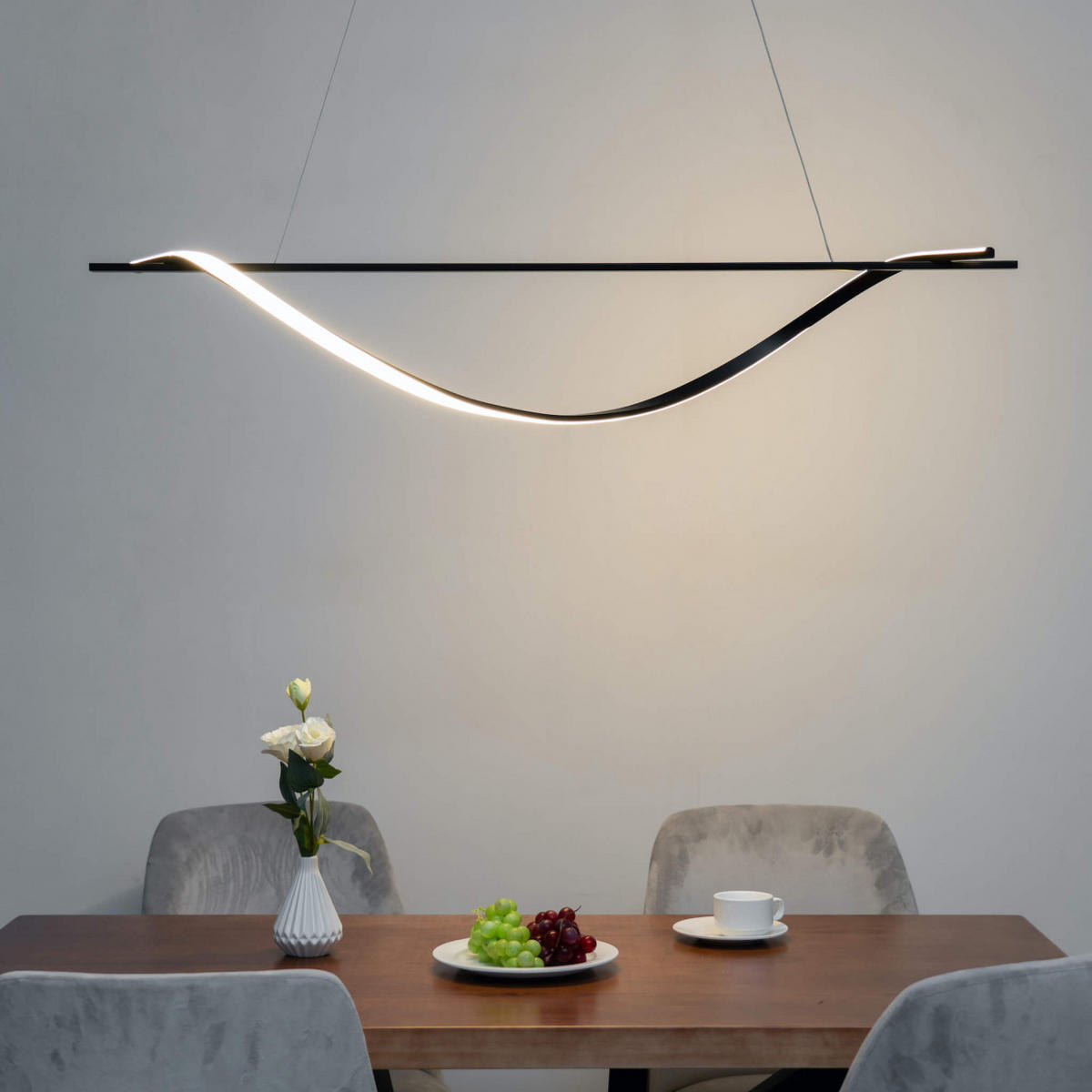 HÄNGELEUCHTE Hilda, Schwarz, 120cm - Schwarz, Metall (120/21/120cm) - KOSILUM