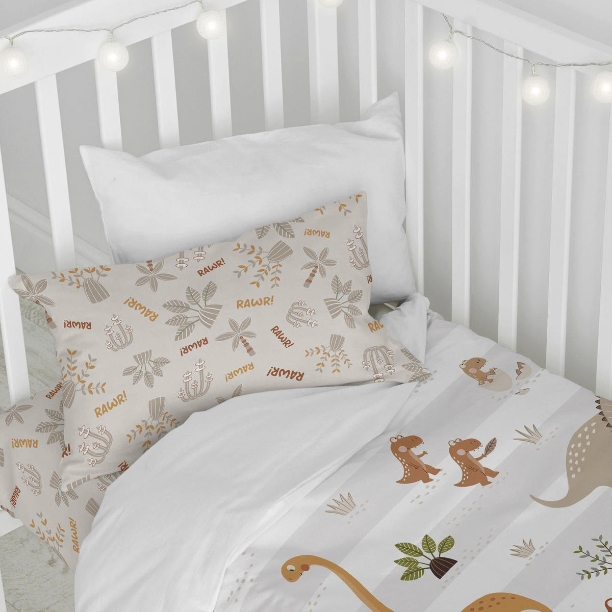 BETTBEZUG 2er-Set teiliges dino family 100x120 cm (kinderbett) mehrfarbig - Multicolor, Textil (100/120cm) - Happy Friday