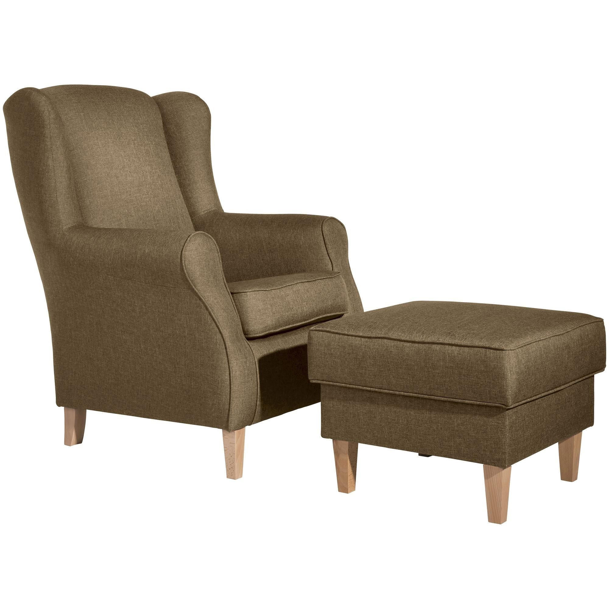 OHRENSESSEL Karlen Bezug Flachgewebe Buche natur / sand - Sandfarben/Buchefarben, Kunststoff (86/103/77cm) - 58aufmkessel