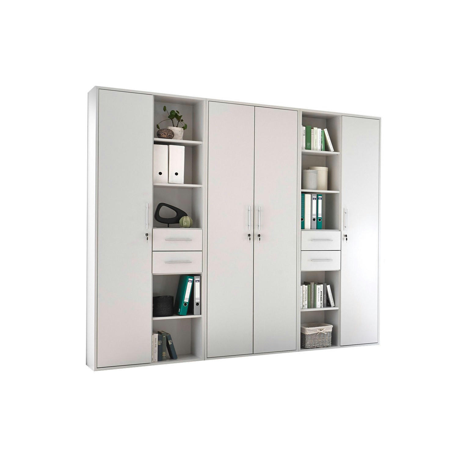 AKTENSCHRANK Pronto in Lichtgrau Kombination abschließbar - Grau, Holzwerkstoff (80/200/120cm)