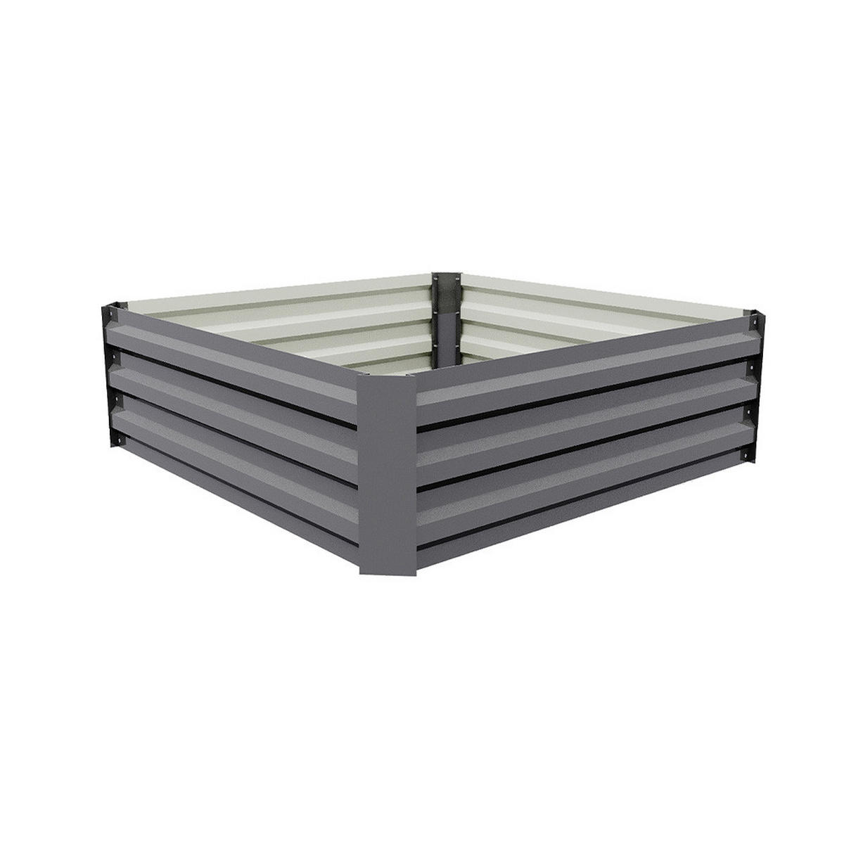 HOCHBEET-PFLANZKASTEN aus verzinktem Stahl in Grau Creme Quadratisch für Garten Balkon 100x100x30cm 4,85 kg - Grau, Metall (100/30/100cm) - Livingandhome