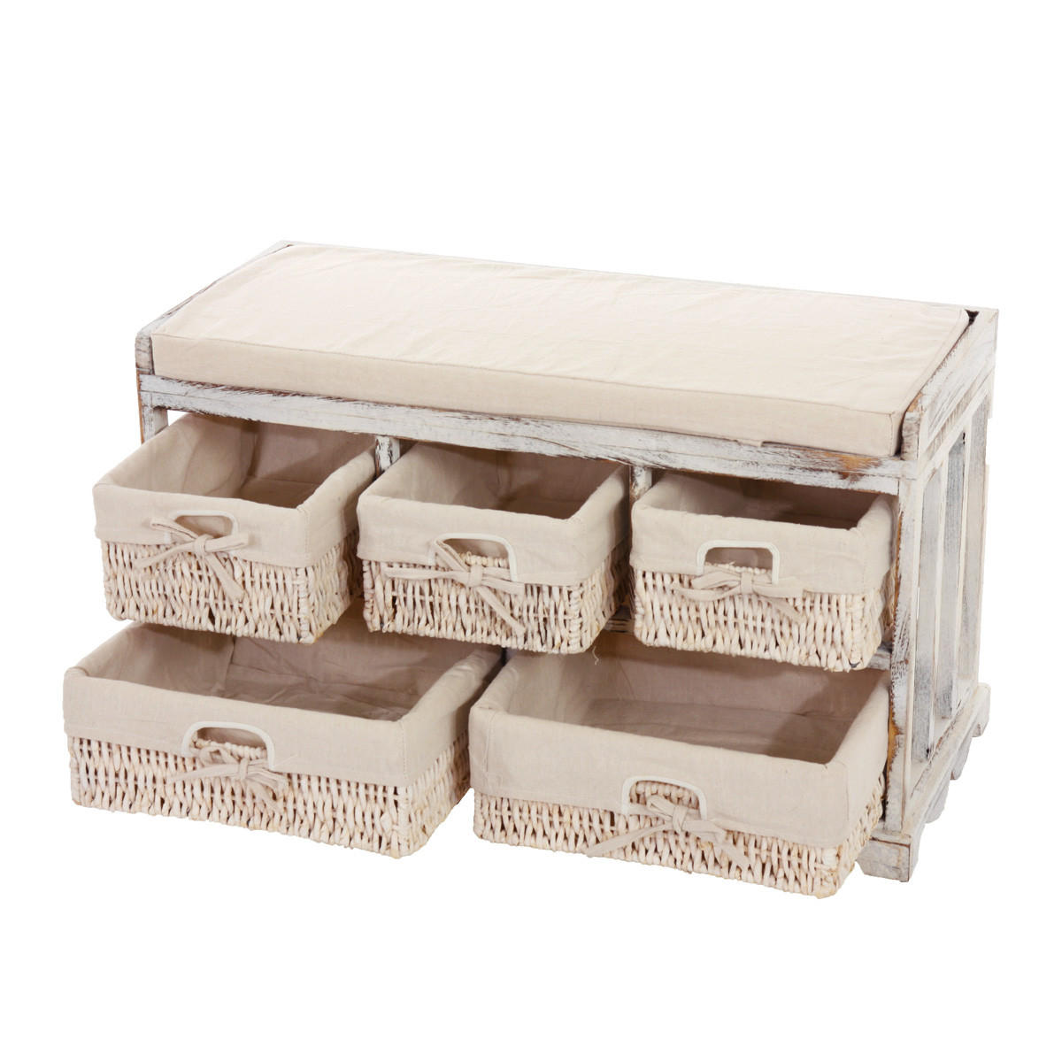 KOMMODE UND SITZBANK 5 SCHUBLADEN Cremeweiß - Weiß, Holz (77/45/36cm) - MCW