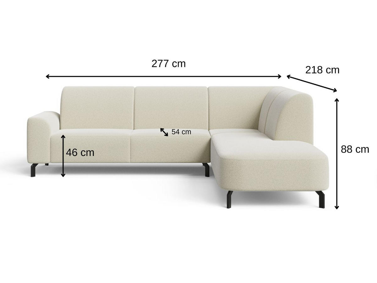 ECKSOFA Regento Weiß Links - Schwarz/Weiß, Holz/Textil (277/218cm) - Graingold