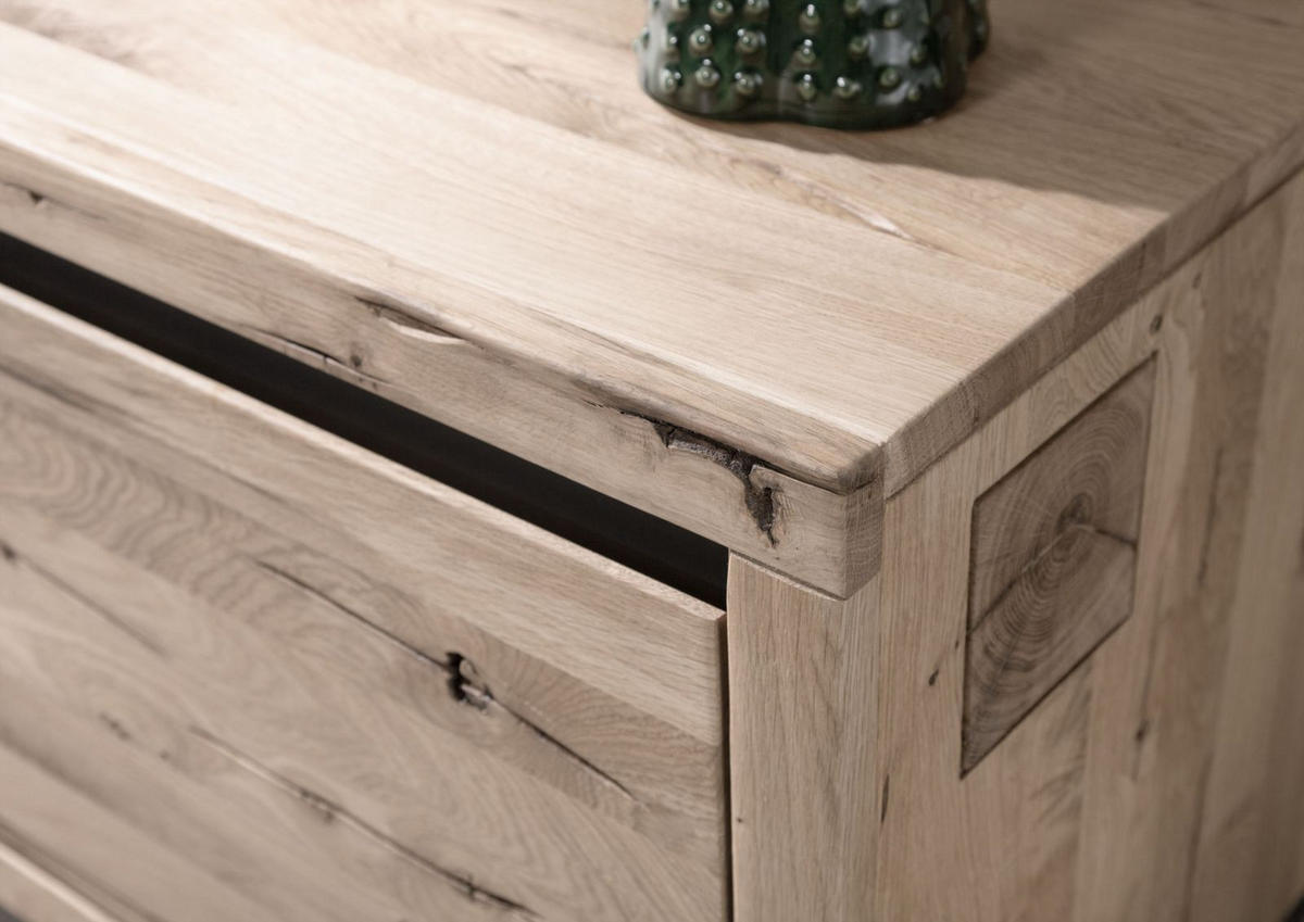 TV-BOARD Wildeiche 170x40x56 bianco geölt VILLANDERS #213 - Beige, Holz (170/56/40cm) - Massivmoebel24