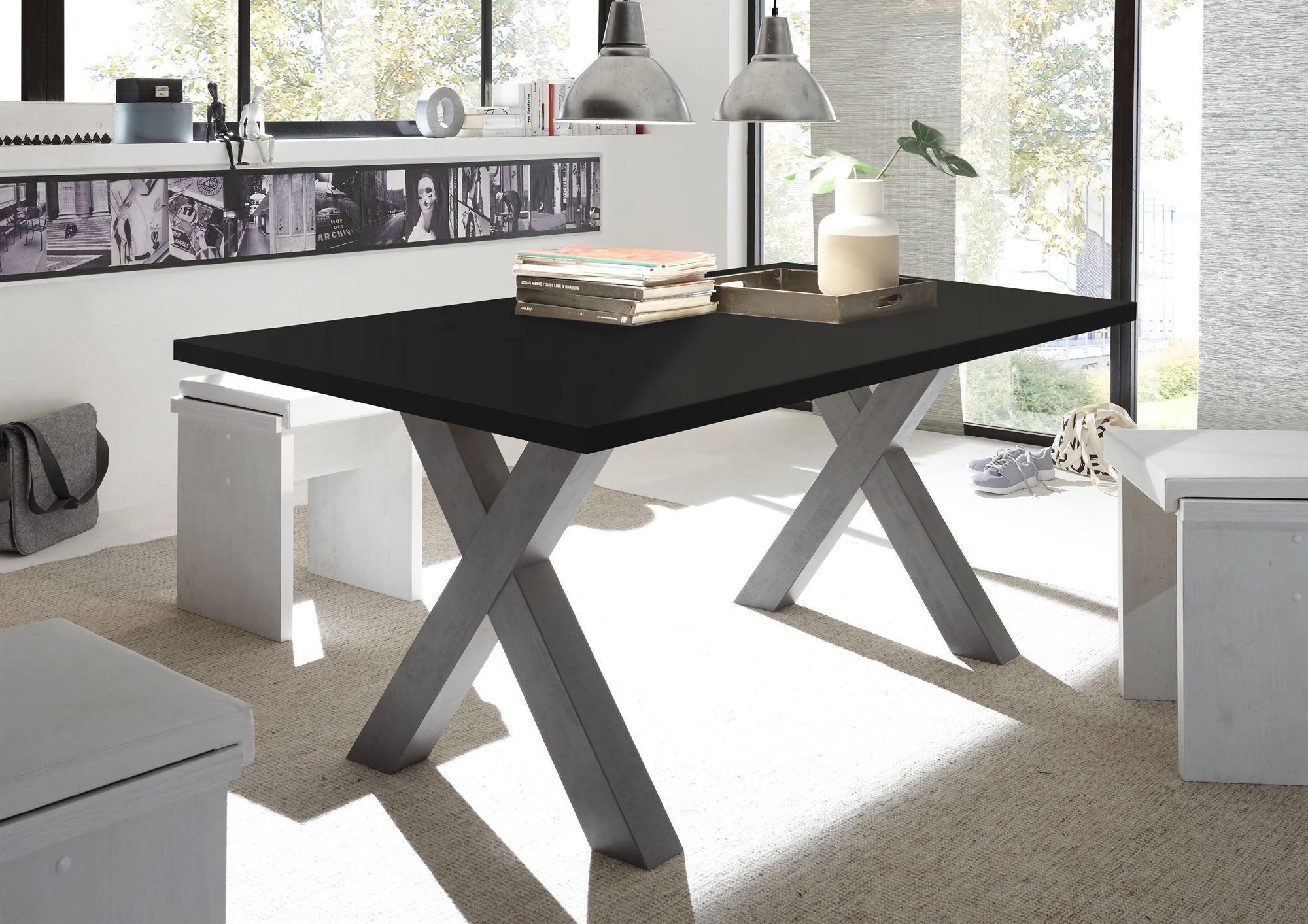 ESSZIMMERTISCH Eike 4 140 x 90 x 75 Esstisch Graphit/Schwarzstahl - Schwarz, Holz (140/90/75cm) - 58aufmkessel