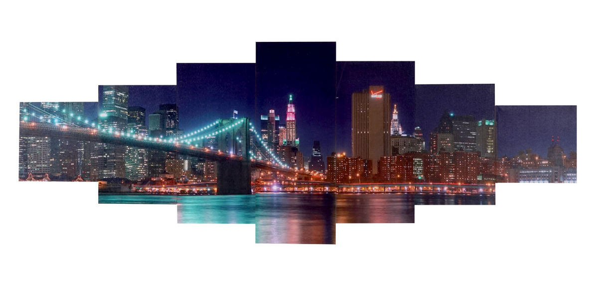LEINWANDBILD XL NEW YORK 7-TLG. Multicolor - Multicolor, Holz (245/87cm) - Jamb