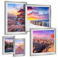 BILDER SET 5er Set - 50x50 cm & 20x30 cm & 40x60 cm Silberner Rahmen - Romantische Himmelslandschaften - Silberfarben, Kunststoff (40/60cm) - TULUP