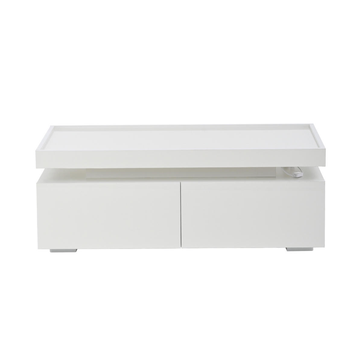COUCHTISCH mit LED 95 x 45 x 35 cm Hochglanz Weiß - Weiß, Holzwerkstoff (95/45/35cm) - Meubliv
