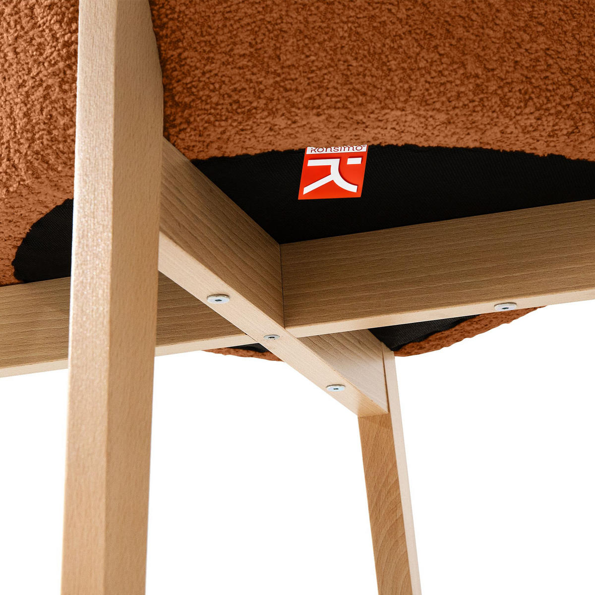 POLSTERSTUHL LONIS Esszimmerstühle 2er Set - Eichefarben/Rot, Holz/Textil (55/82/54cm) - KONSIMO®