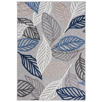 TEPPICH Outdoor Blue Grey Pflanzlich Laub Kurzflor Rechteckig- 120x170 cm - Hellblau, Textil (120/170cm) - Mazovia