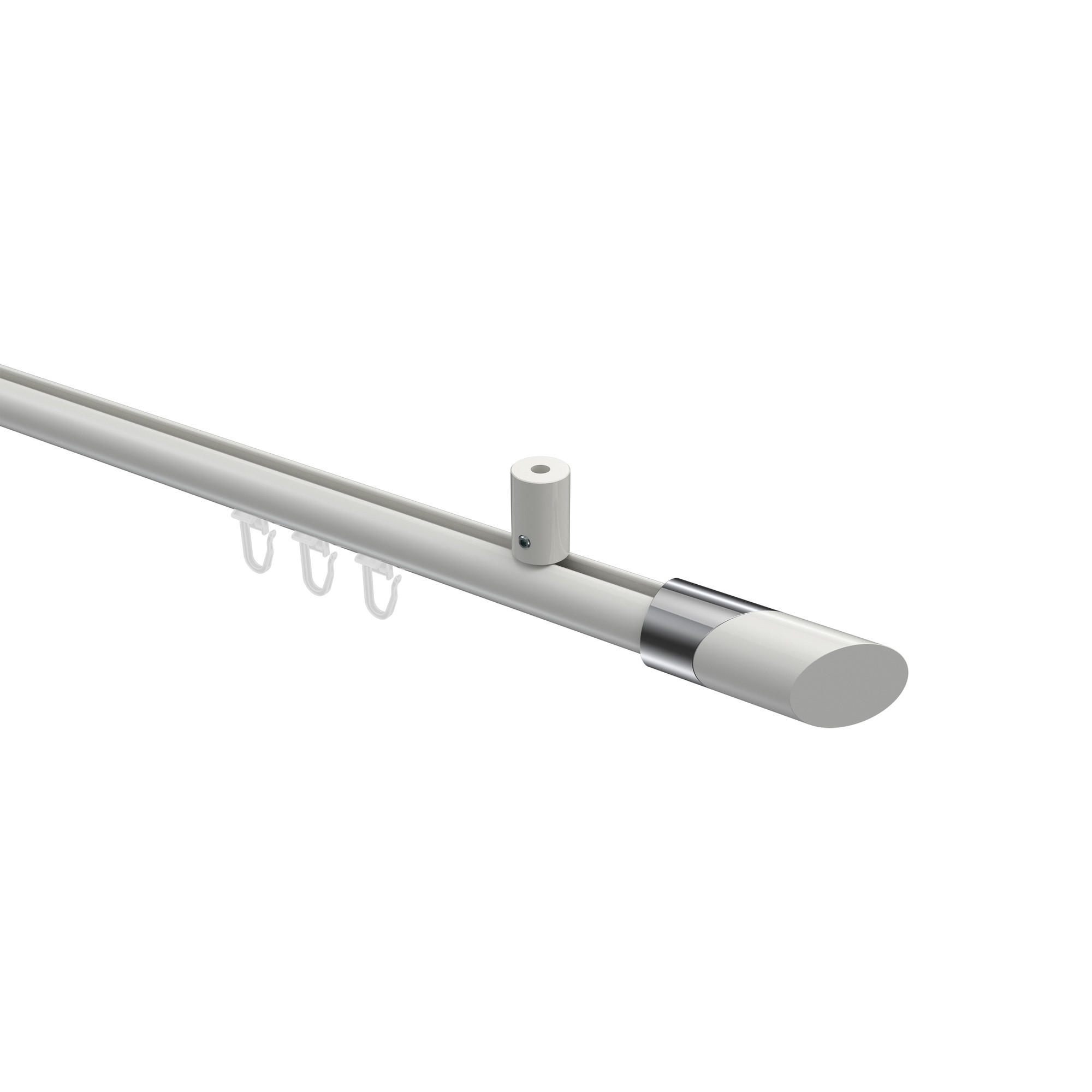INNENLAUF-GARDINENSTANGEN-SET Sonius Verano 160 cm, 1-läufig, 20 mm Ø Weiß - Chromfarben/Weiß, Metall (160cm) - INTERDECO