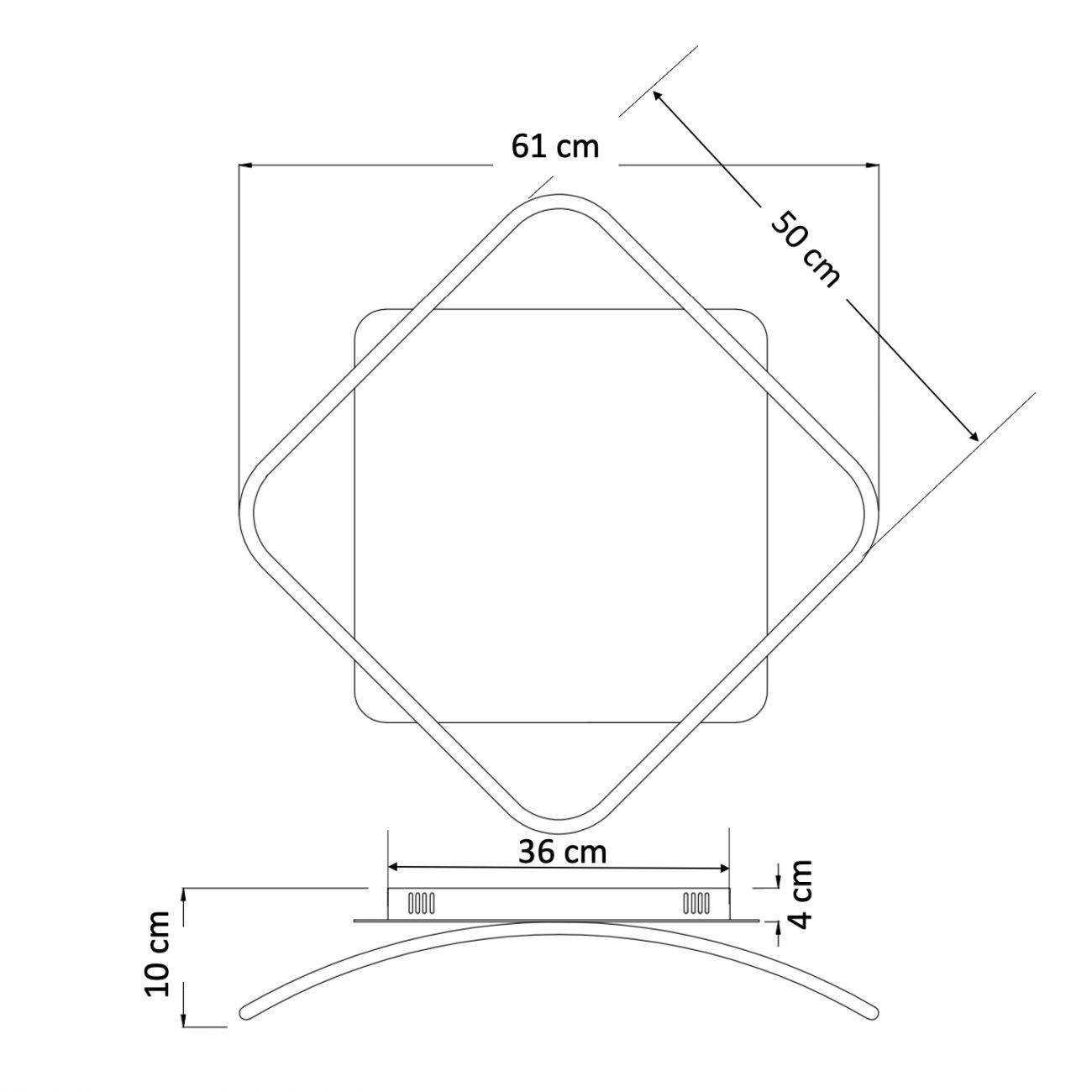 DECKENLEUCHTE Sydal, Schwarz und weiß, 50cm - Weiß, Metall (50/50/10cm) - KOSILUM