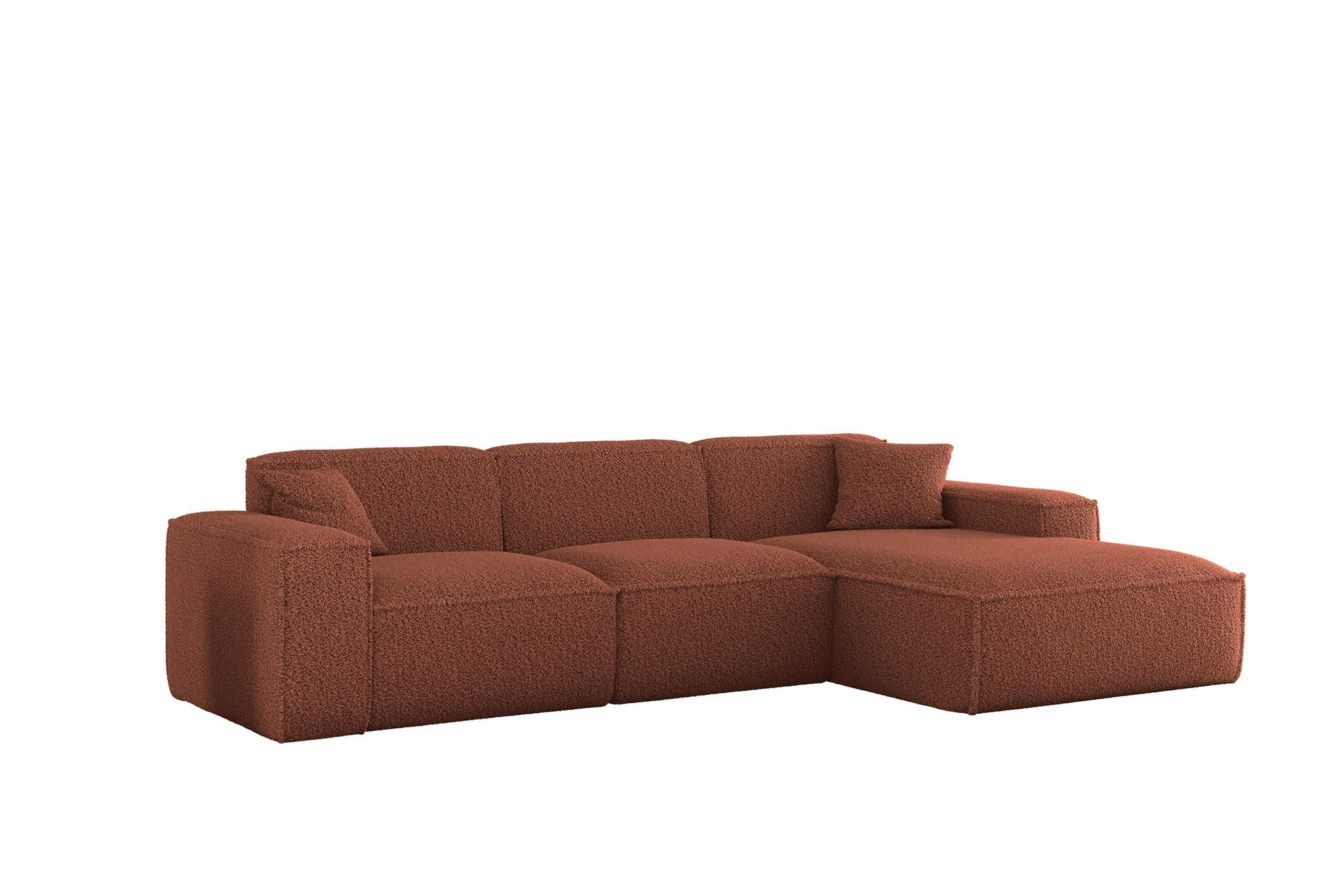 ECKSOFA Celes Premium In Sven - Rotbraun, Holzwerkstoff/Textil (266/165cm) - Fun Möbel
