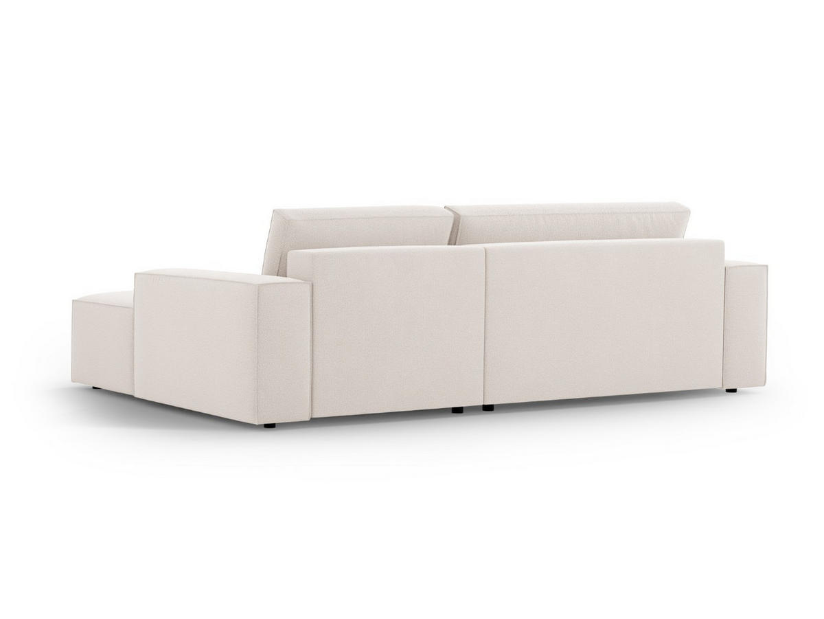 AUSKLAPPBARES-ECKSOFA rechts mit Container Jodie aus strukturiertem Stoff leichtes beige 3 Sitzplätze - Creme, Textil (246/151cm) - Micadoni