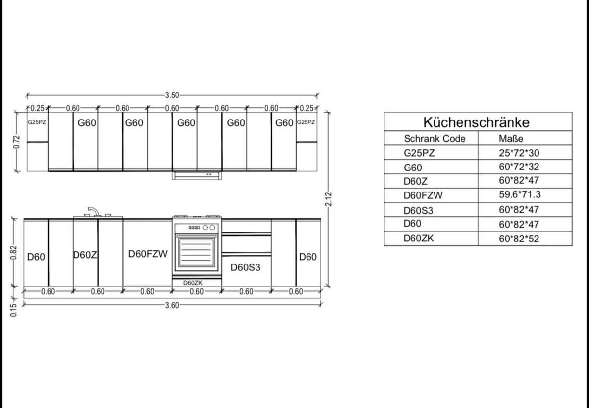 KÜCHENZEILE 360 cm - Aspen KA16-M360- in Weiß/Hochglanz - Weiß Hochglanz, Holz (360/212/52cm)