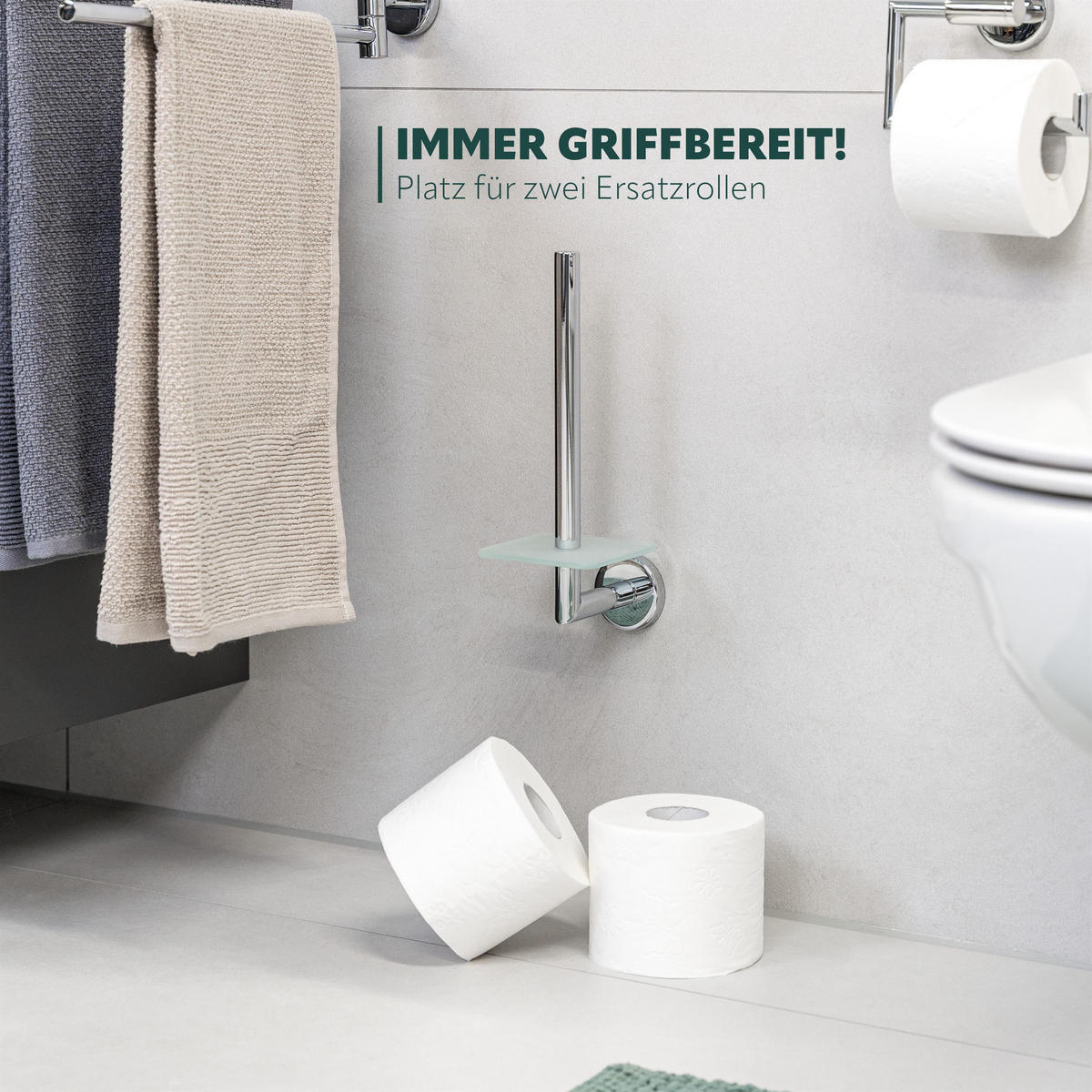ERSATZ-TOILETTENPAPIERHALTER LUCENTE, Edelstahl verchromt - Chromfarben, Metall (10/29/14cm) - bremermann