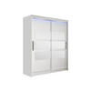 SCHWEBETÜRENSCHRANK Westa VII, mit RGB LED Beleuchtung - Silberfarben/Weiß, Holzwerkstoff/Metall (150/200/58cm) - MIRJAN24