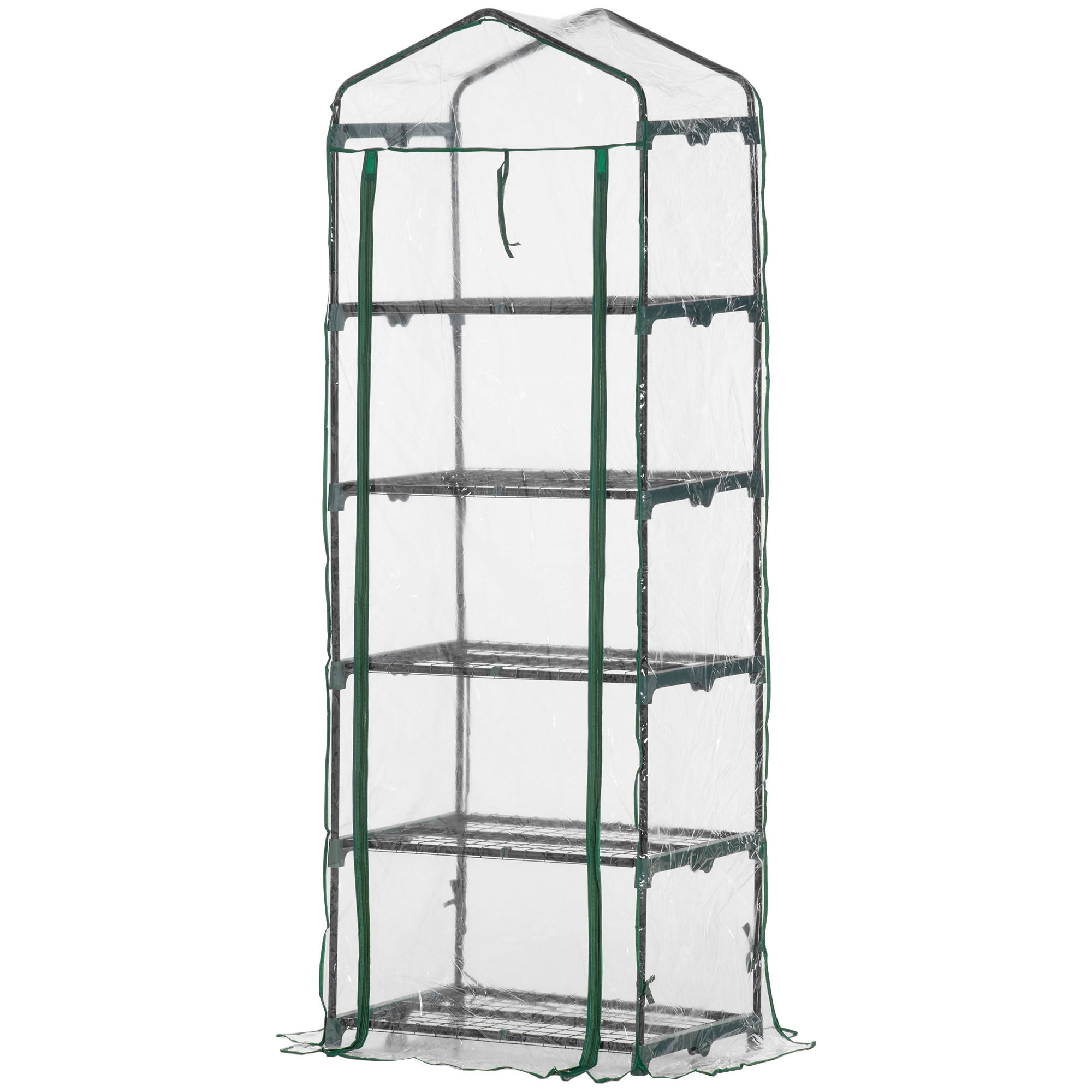 FOLIENGEWÄCHSHAUS, Transparent+Grün, Stahl, PVC-Kunststoff - Grün, Metall (49/193/69cm) - Outsunny
