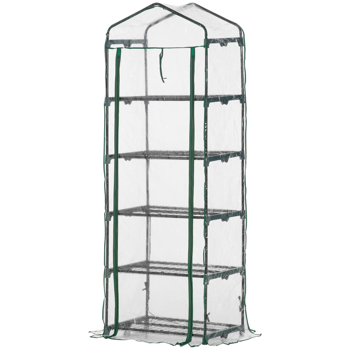 FOLIENGEWÄCHSHAUS, Transparent+Grün, Stahl, PVC-Kunststoff - Grün, Metall (49/193/69cm) - Outsunny