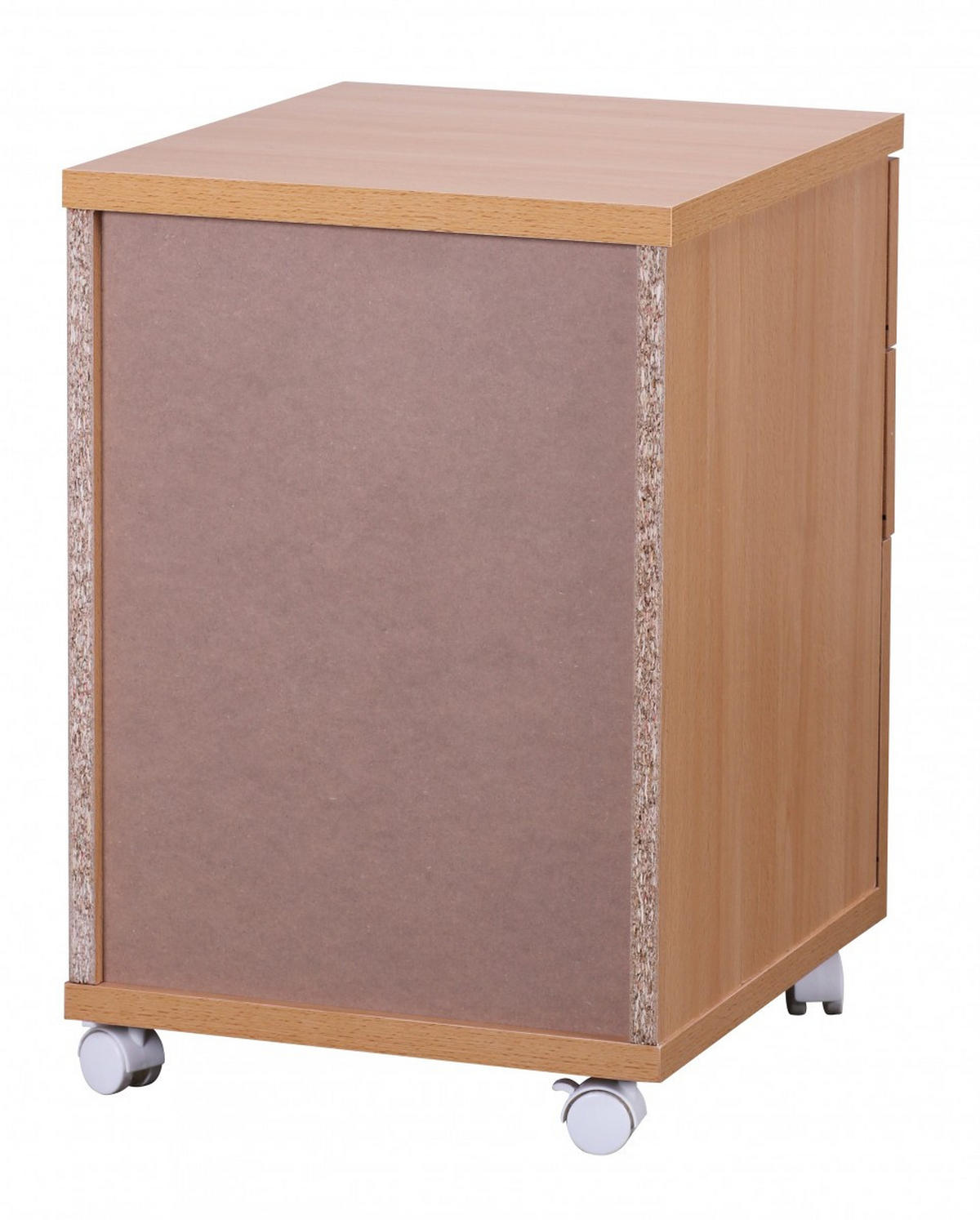 ROLLCONTAINER – Buche, 60 cm hoch, 3 Schubladen, Aluminiumgriffe, Rollen - Braun/Weiß, Holz/Kunststoff (45/60/40cm) - KADIMA DESIGN